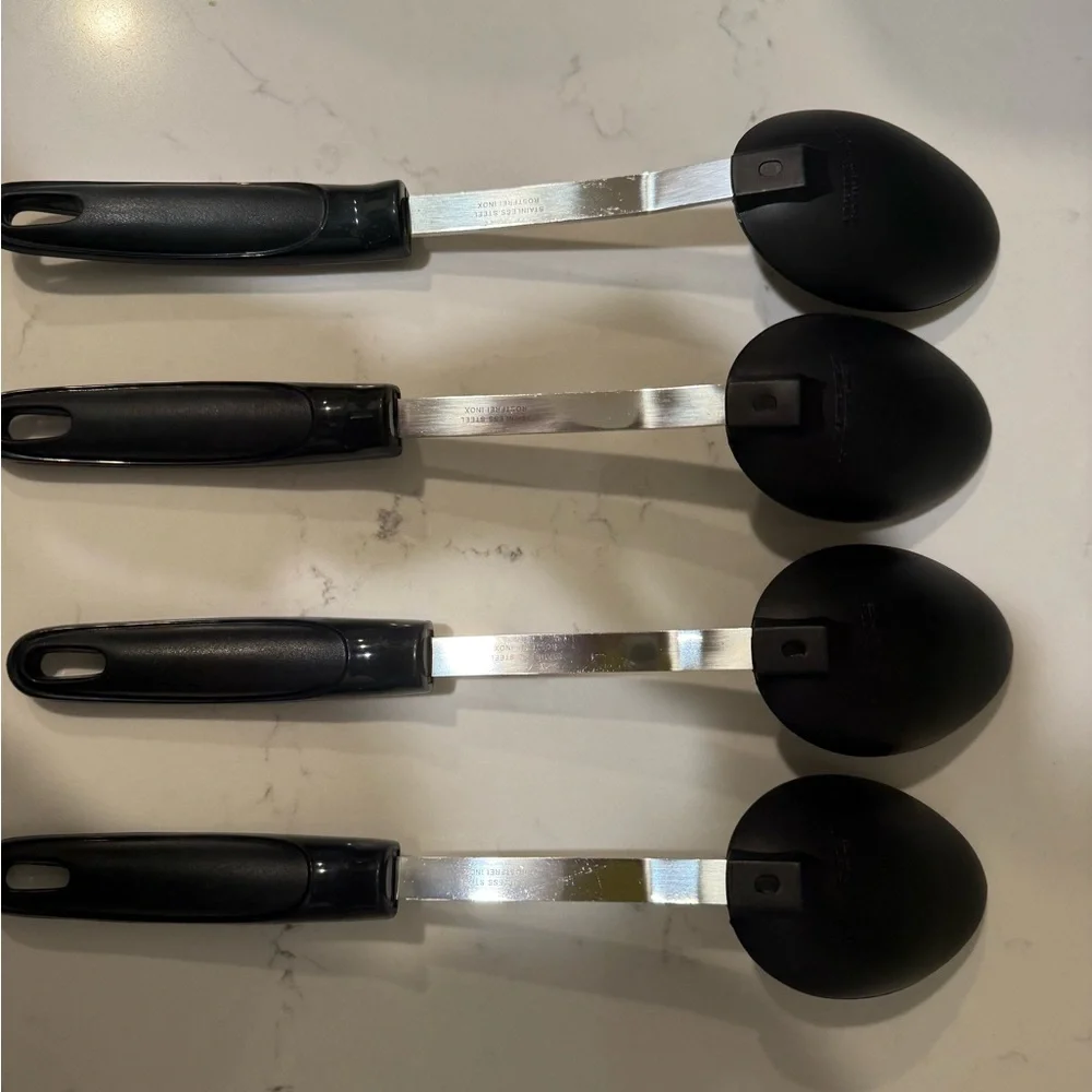 FOUR WILLIAMS SONOMA STAINLESS STEEL SERVING SPOONS